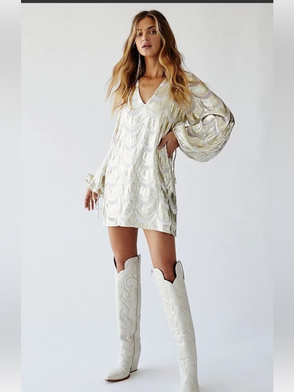 Jens Pirate Booty/Free People Gold Scallop Foil Mini Dress